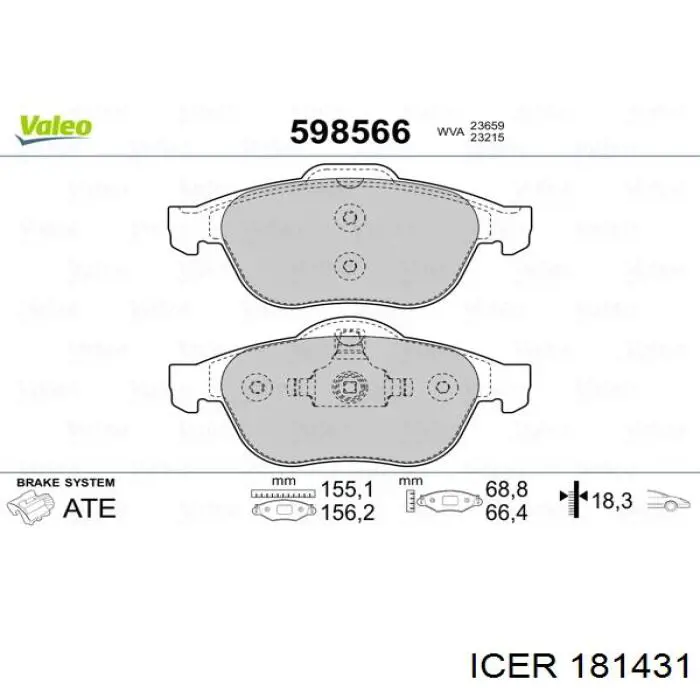 Klocki hamulcowe przednie tarczowe Icer 181431 cena, od 28,24 USD
