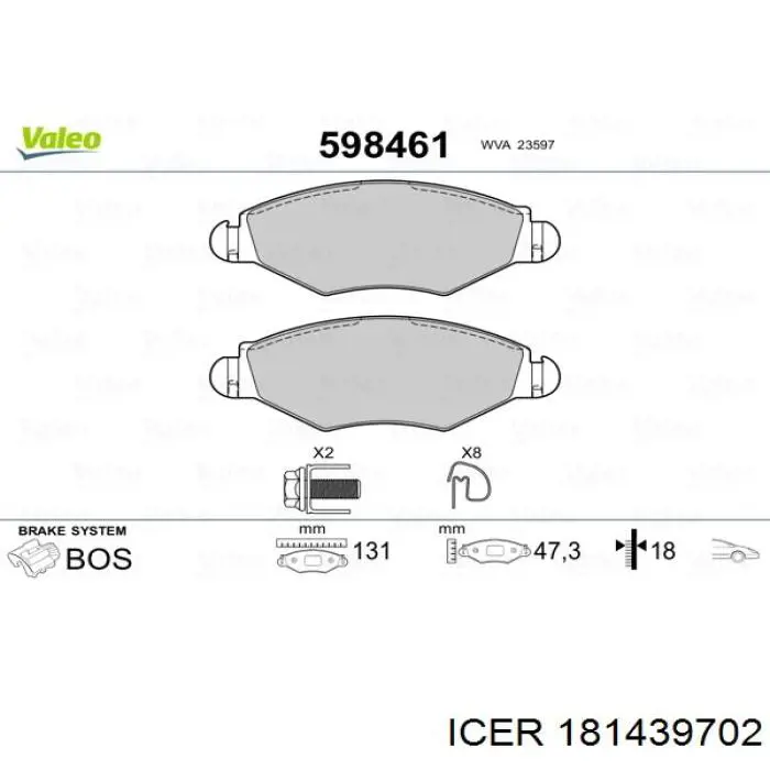 181439702 Icer Klocki hamulcowe przednie tarczowe