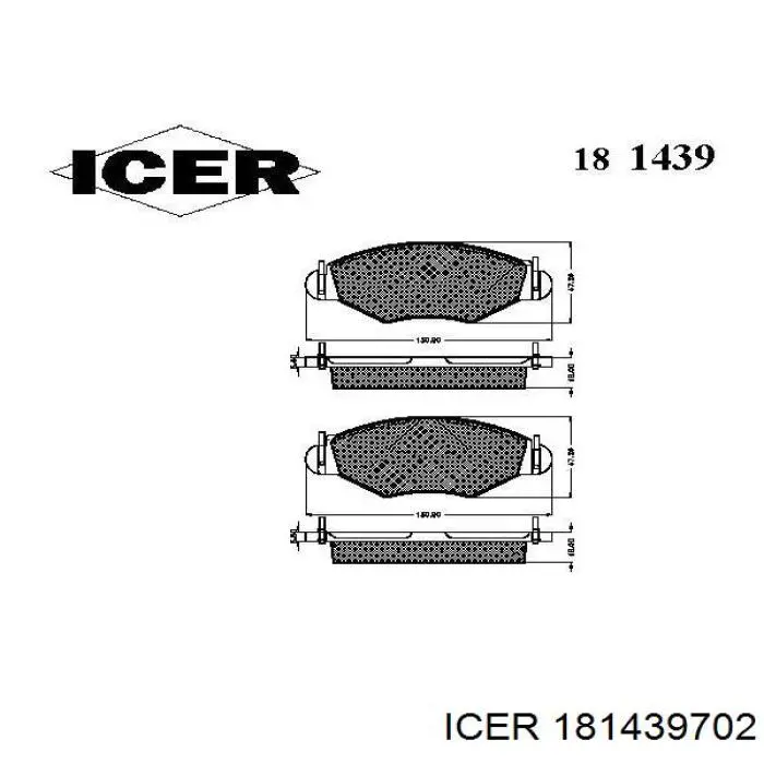 Klocki hamulcowe przednie tarczowe Icer 181439702 cena, od 22,42 USD