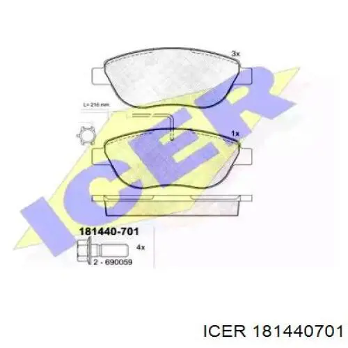 181440701 Icer Klocki hamulcowe przednie tarczowe