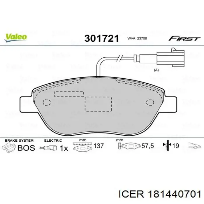 Klocki hamulcowe przednie tarczowe Icer 181440701 cena, od 24,51 USD