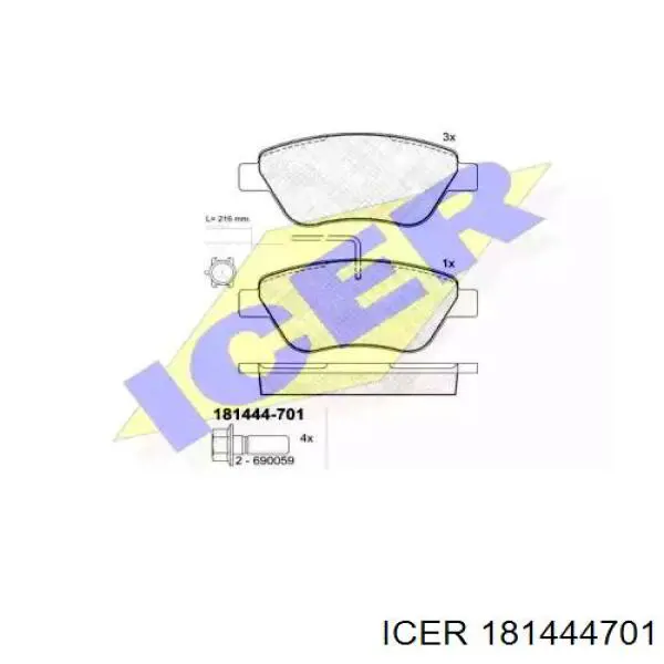Klocki hamulcowe przednie tarczowe Icer 181444701