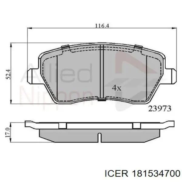 181534700 Icer Klocki hamulcowe przednie tarczowe