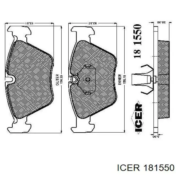 181550 Icer Klocki hamulcowe przednie tarczowe