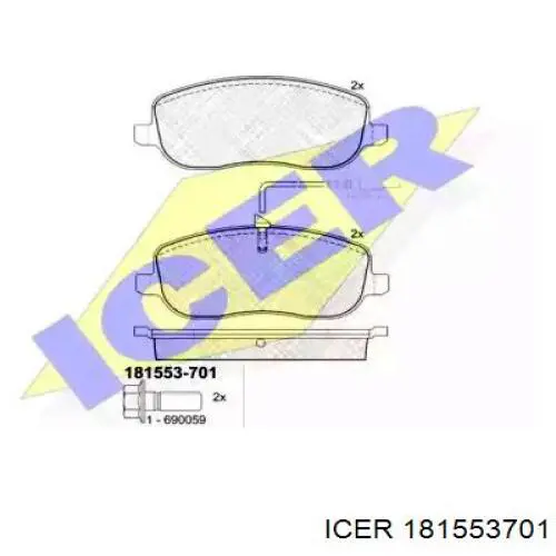 Do koszyka 181553701 Icer Klocki hamulcowe przednie tarczowe
