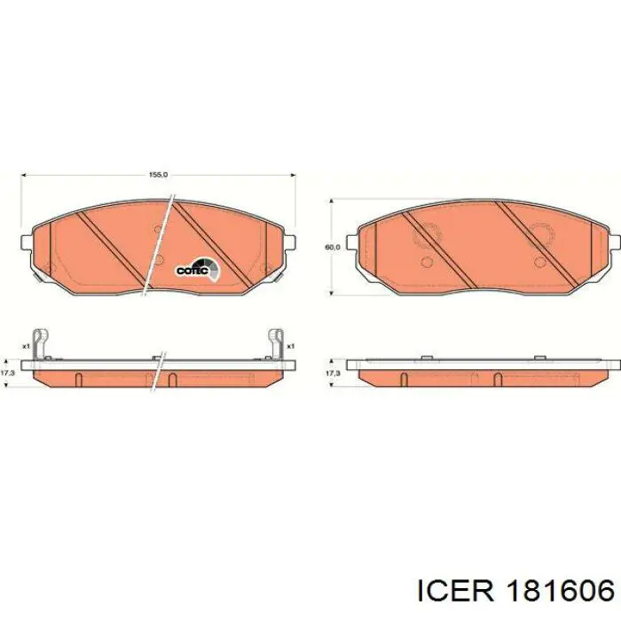 Klocki hamulcowe przednie tarczowe Icer 181606