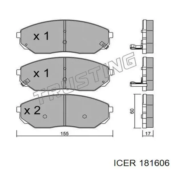 181606 Icer Klocki hamulcowe przednie tarczowe