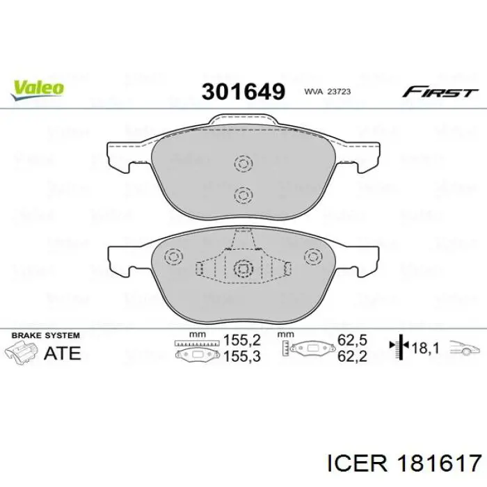 Klocki hamulcowe przednie tarczowe Icer 181617 cena, od 26,21 USD
