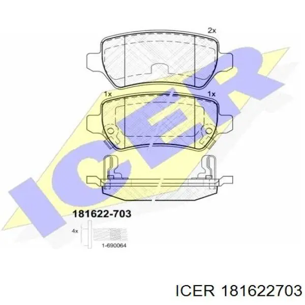 181622703 Icer Okładziny (klocki) do hamulców tarczowych tylne