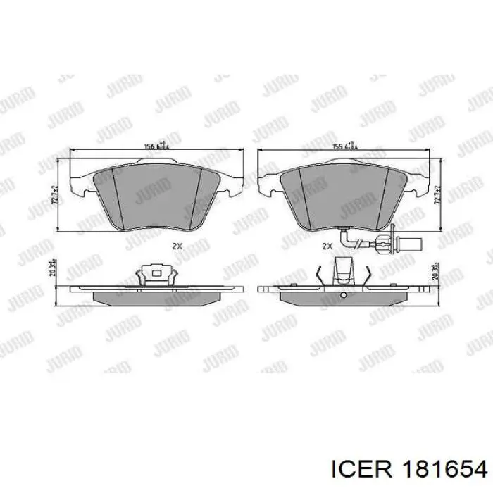 Klocki hamulcowe przednie tarczowe Icer 181654 cena, od 39,57 USD