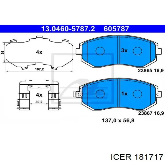Klocki hamulcowe przednie tarczowe Icer 181717 cena, od 26,13 USD