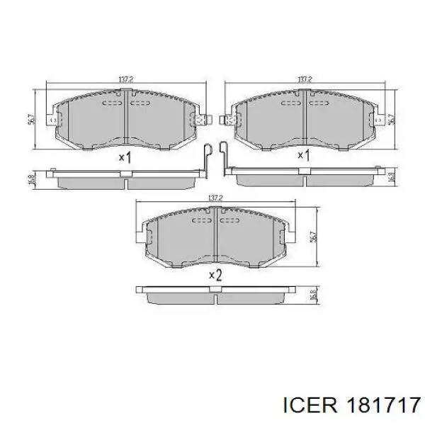 181717 Icer Klocki hamulcowe przednie tarczowe