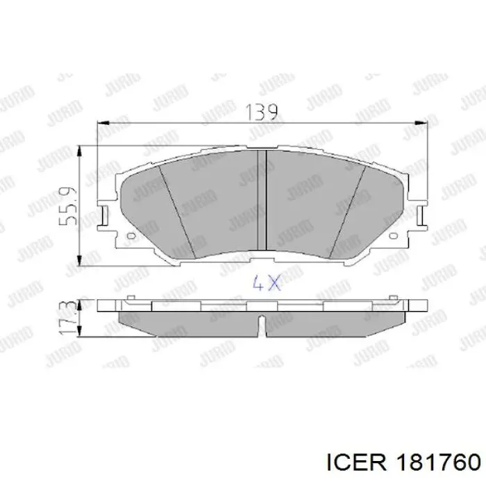 Klocki hamulcowe przednie tarczowe Icer 181760 cena, od 22,28 USD
