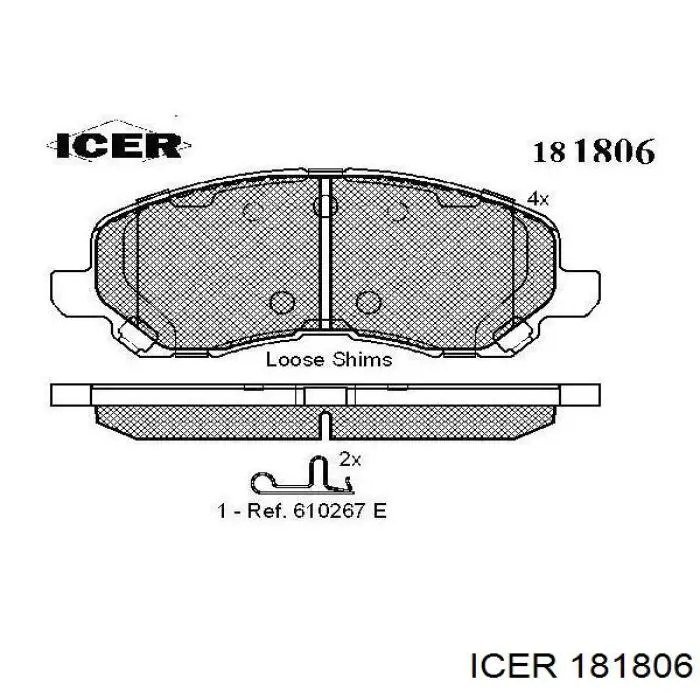 181806 Icer Klocki hamulcowe przednie tarczowe