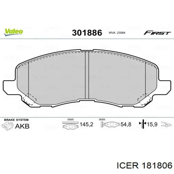Klocki hamulcowe przednie tarczowe Icer 181806 cena, od 25,35 USD