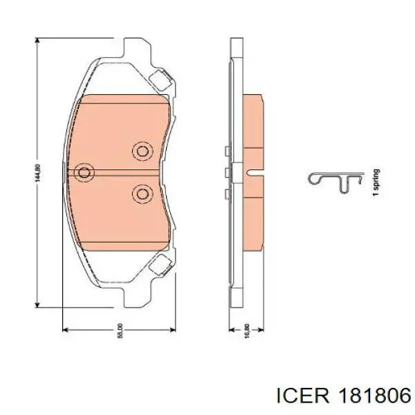 Klocki hamulcowe przednie tarczowe Icer 181806 cena, od 25,35 USD