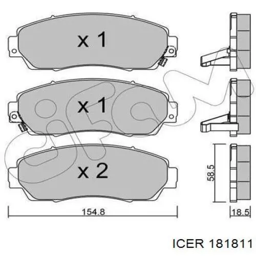Klocki hamulcowe przednie tarczowe 181811 Icer