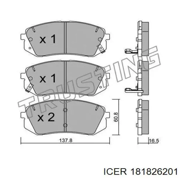 181826201 Icer Klocki hamulcowe przednie tarczowe