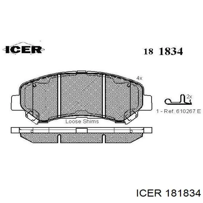 Klocki hamulcowe przednie tarczowe 181834 Icer