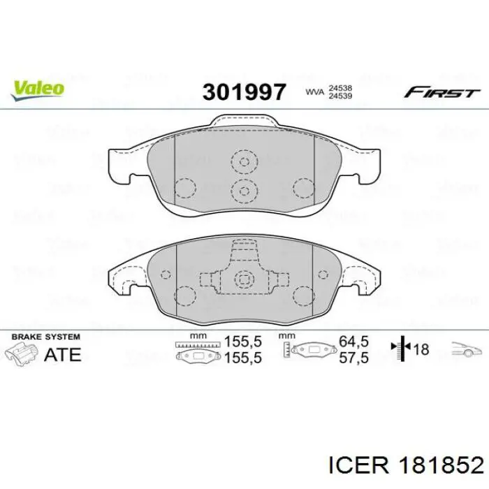 Klocki hamulcowe przednie tarczowe Icer 181852 cena, od 27,00 USD