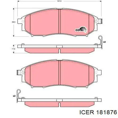Do koszyka 181876 Icer Klocki hamulcowe przednie tarczowe