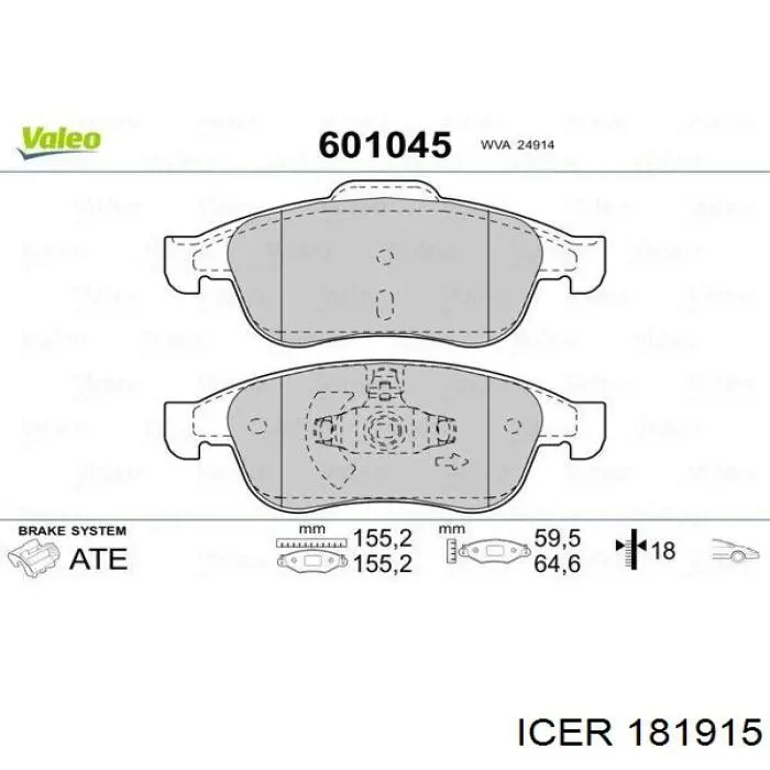 Klocki hamulcowe przednie tarczowe Icer 181915 cena, od 26,24 USD