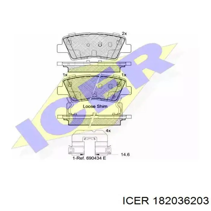 182036-203 Icer okładziny (klocki do hamulców tarczowych tylne)