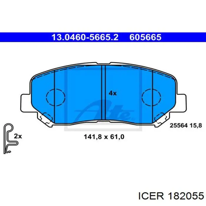 182055 Icer Klocki hamulcowe przednie tarczowe