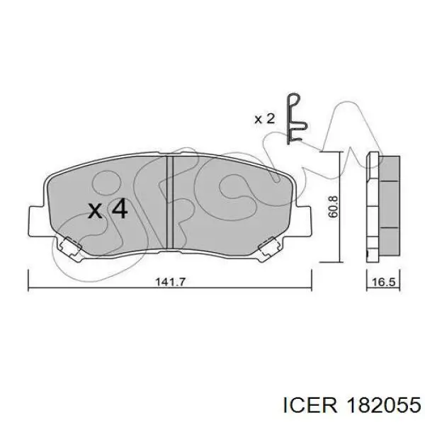 Klocki hamulcowe przednie tarczowe Icer 182055 cena, od 27,00 USD