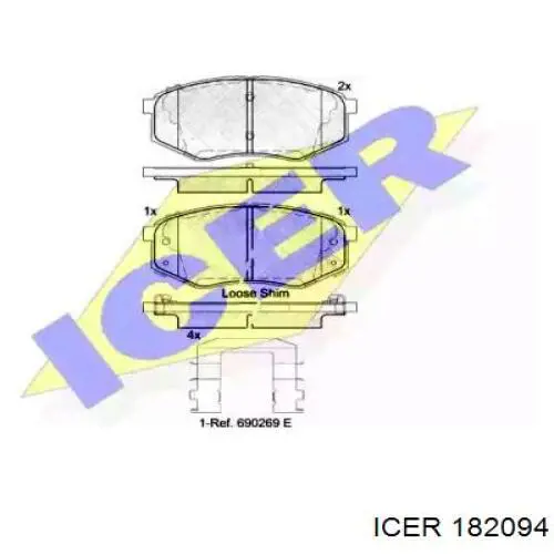 182094 Icer Klocki hamulcowe przednie tarczowe