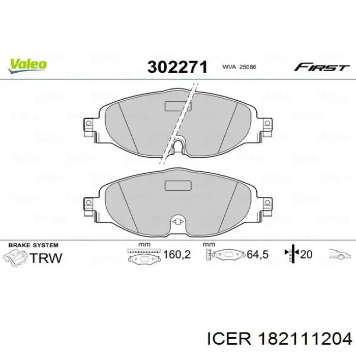 Klocki hamulcowe przednie tarczowe Icer 182111204