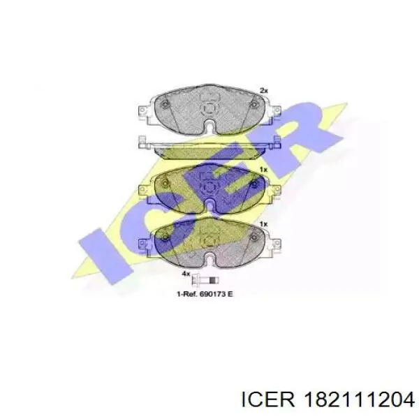 182111-204 Icer klocki hamulcowe przednie tarczowe
