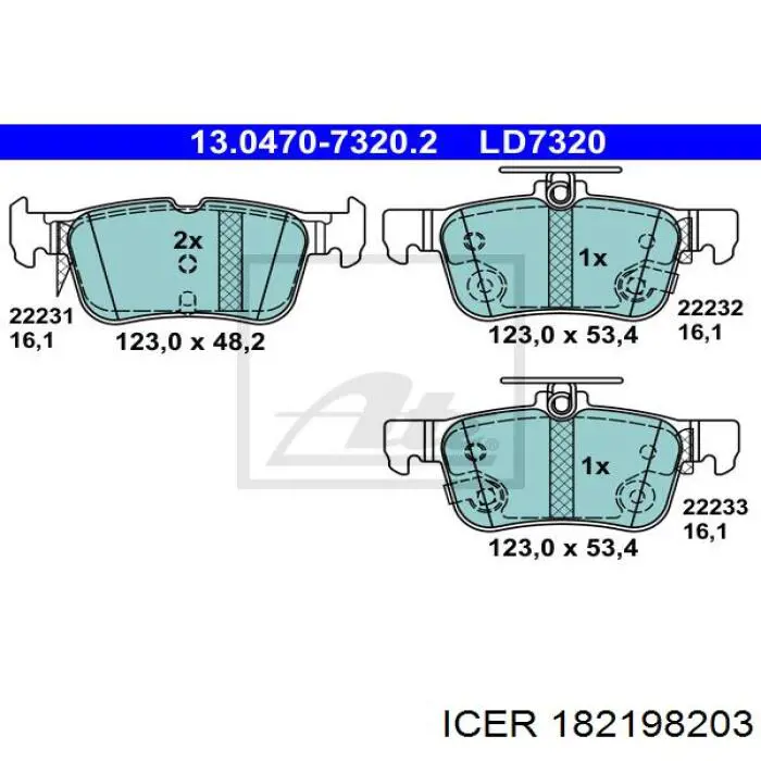 Okładziny (klocki) do hamulców tarczowych tylne Icer 182198203 cena, od 26,36 USD