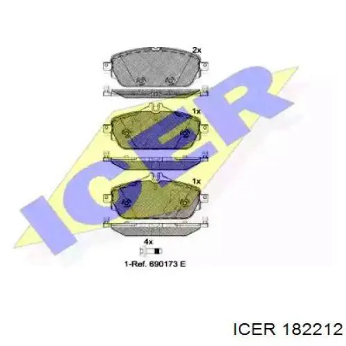 182212 Icer klocki hamulcowe przednie tarczowe