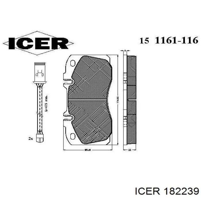 Do koszyka 182239 Icer Klocki hamulcowe przednie tarczowe