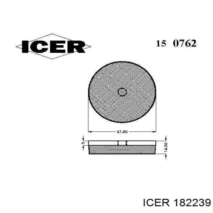 Do koszyka 182239 Icer Klocki hamulcowe przednie tarczowe