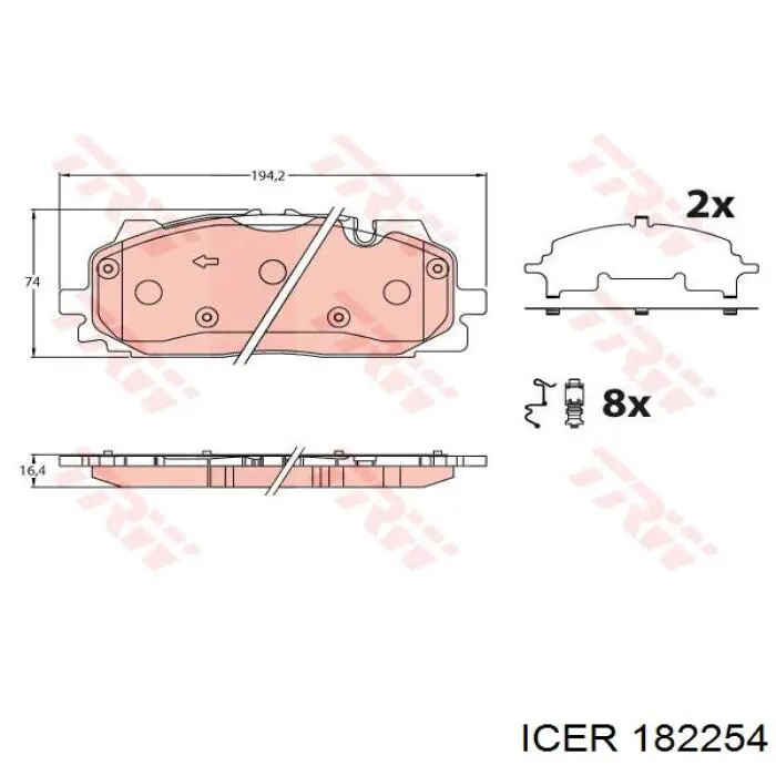 Klocki hamulcowe przednie tarczowe 182254 Icer