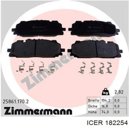 182254 Icer Klocki hamulcowe przednie tarczowe