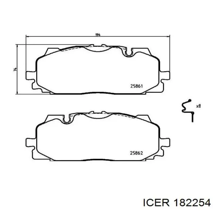Klocki hamulcowe przednie tarczowe Icer 182254 cena, od 45,30 USD