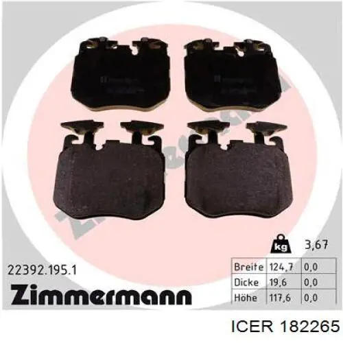 182265 Icer Klocki hamulcowe przednie tarczowe