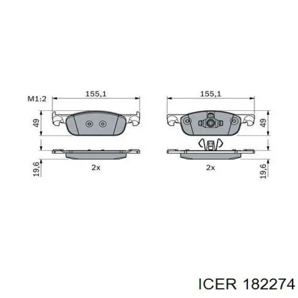 Klocki hamulcowe przednie tarczowe 182274 Icer