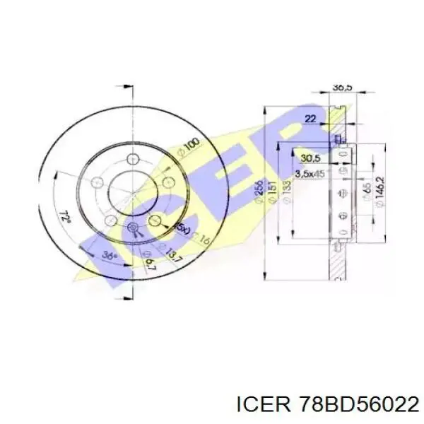 78BD56022 Icer Tarcza hamulcowa przednia