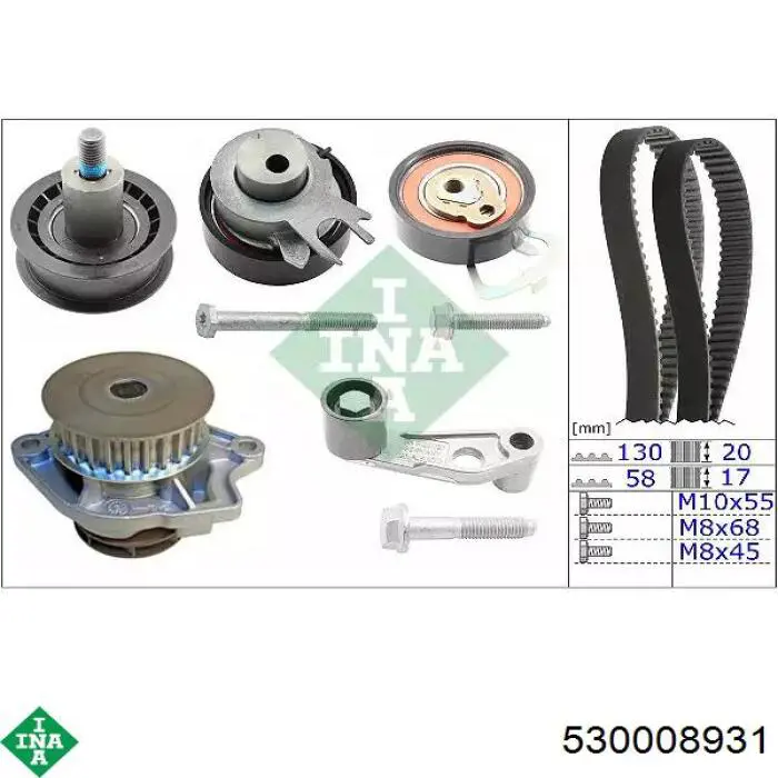 Pasek rozrządu, zestaw INA 530008931 cena, od 217,30 USD