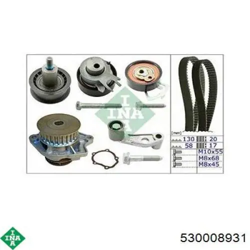 Do koszyka 530008931 INA Pasek rozrządu, zestaw