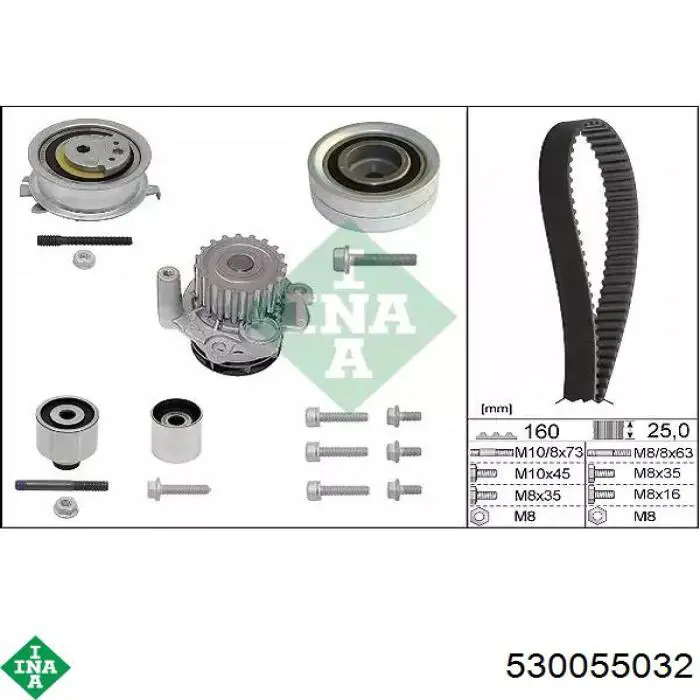 Pasek rozrządu, zestaw INA 530055032 cena, od 224,48 USD