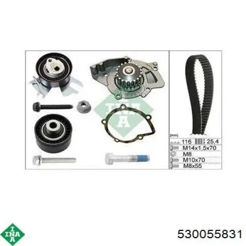 Pasek rozrządu, zestaw INA 530055831 cena, od 153,90 USD