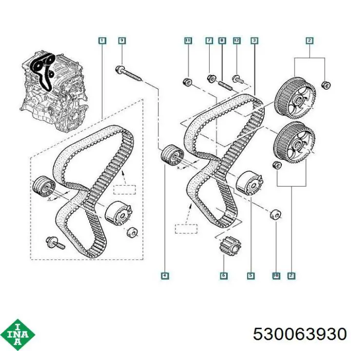Do koszyka 530063930 INA Pasek rozrządu, zestaw