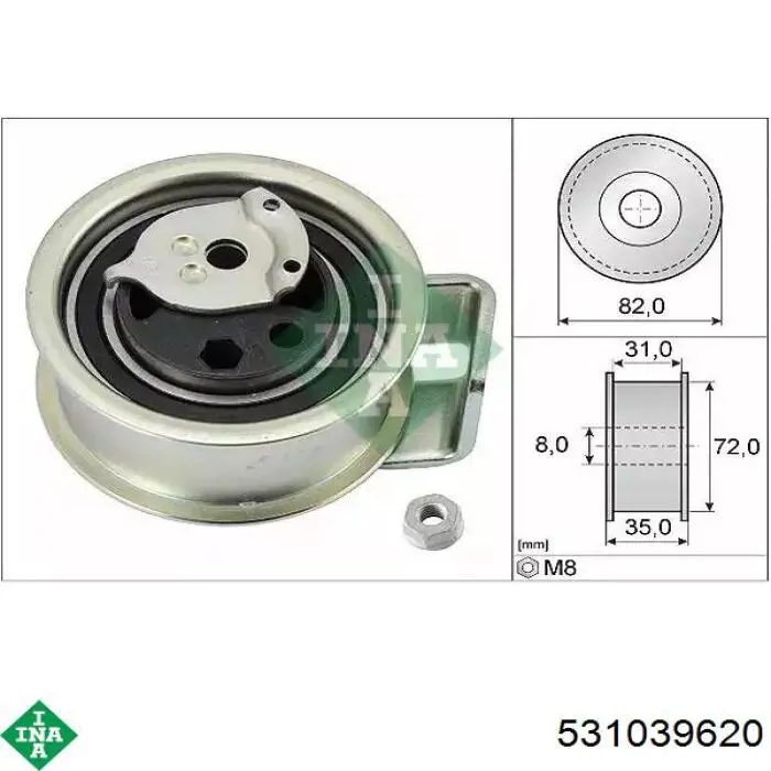 Rolka napinacza paska rozrządu INA 531039620 cena, od 52,97 USD