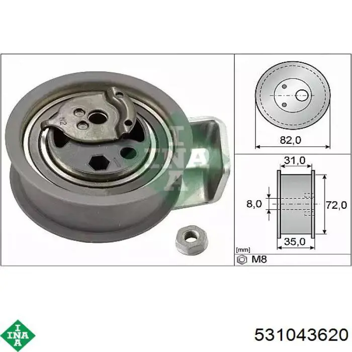 Rolka napinacza paska rozrządu INA 531043620 cena, od 66,89 USD