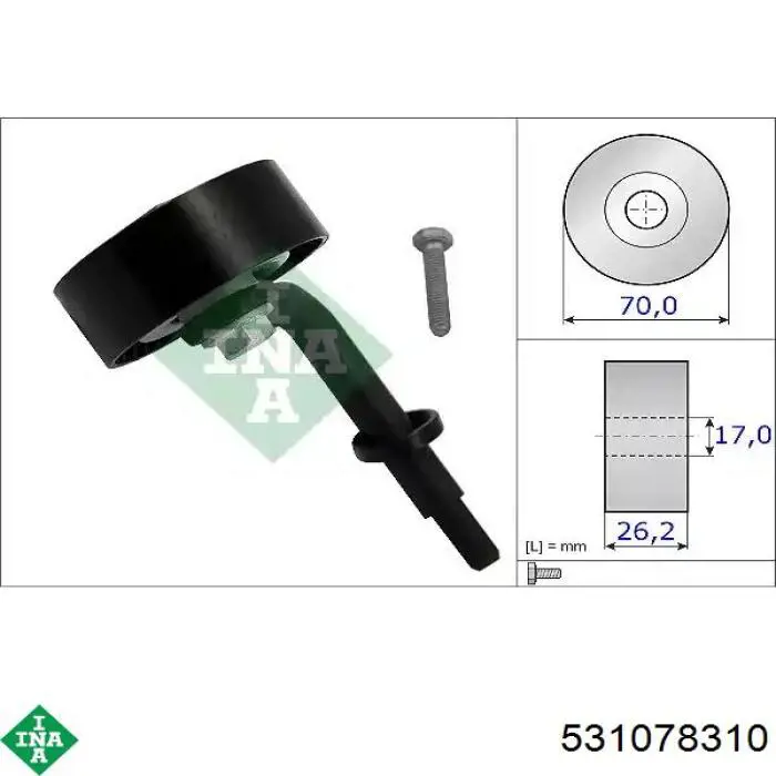 Rolka napinacza paska napędowego INA 531078310 cena, od 18,66 USD